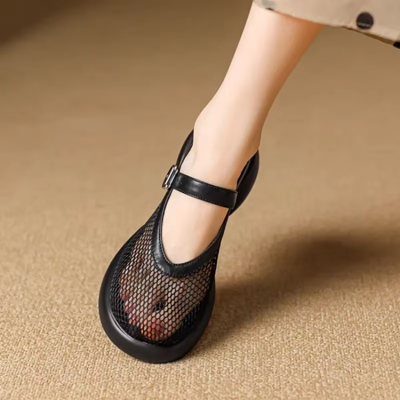 Sandales Baotou à Semelle Épaisse en Maille Respirante, Chaussures Romaines à Boucle Unique, à Essen
