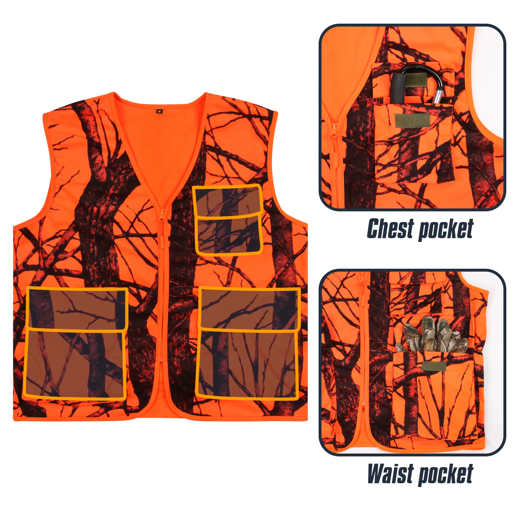 GUGULUZA M-4XL gilet extérieur pour hommes randonnée pêche chasse Orange multi-poches gilet séchage
