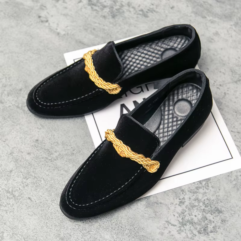 Chaussures en cuir suédé minimaliste faites à la main pour hommes (noir vert bleu marron) chaussures