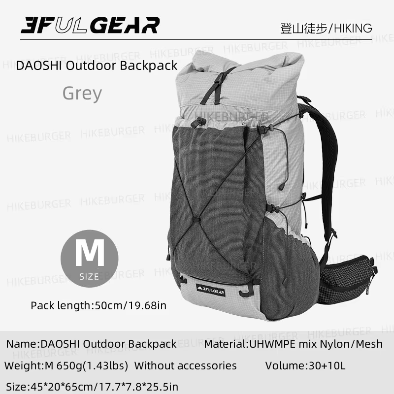 Sac à dos 3F UL GEAR Tutor Ultra pour le camping en plein air, 30+10L, ultraléger, UHWMPE, randonnée