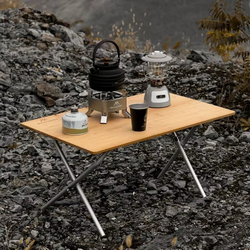 MOUNTAINHIKER Camping en plein air bambou 2/3 Table pliante Portable stockage rapide bureau pliant T