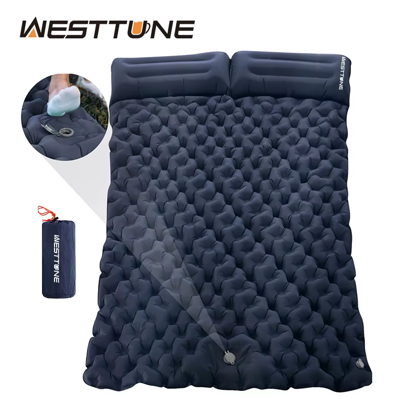 WESTTUNE-Matelas Gonflable Double avec Pompe à Oreiller spatirée, Coussin de Couchage Extérieur, Pol
