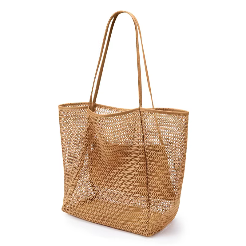 Nouveau modèle de sac de plage grande capacité pour femme - Sac à bandoulière en polyester tissé dur