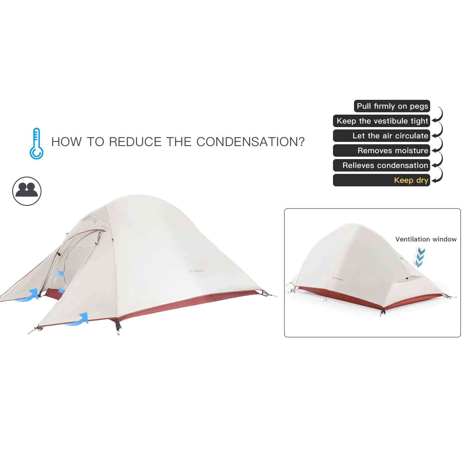BISINNA Ultra-Léger Camping Tente Sac À Dos Tente 20D Nylon Étanche En Plein Air Randonnée Voyage Te