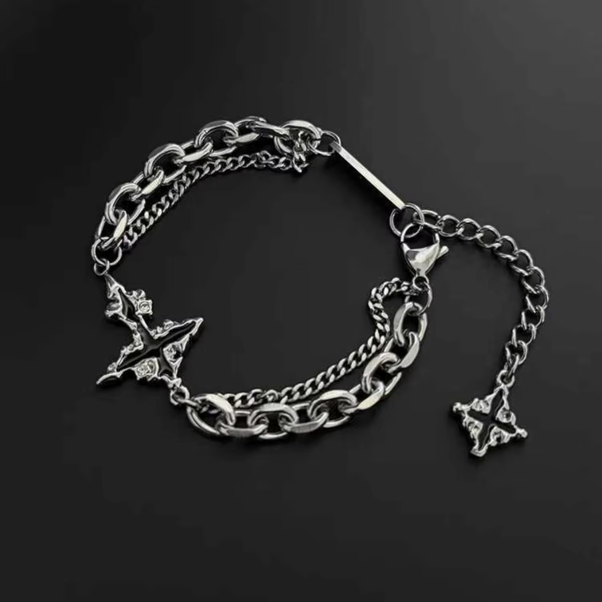Bracelet croix foncée à la mode pour hommes, chaîne en acier inoxydable, bijoux, cadeau hypoallergén