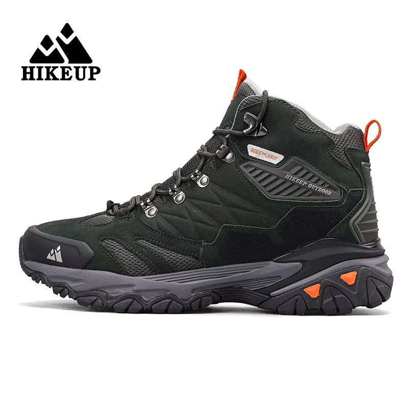 HIKEUP-Chaussures de Randonnée en Cuir pour Homme, Baskets d'Extérieur, Bottes de Trekking, Camping,