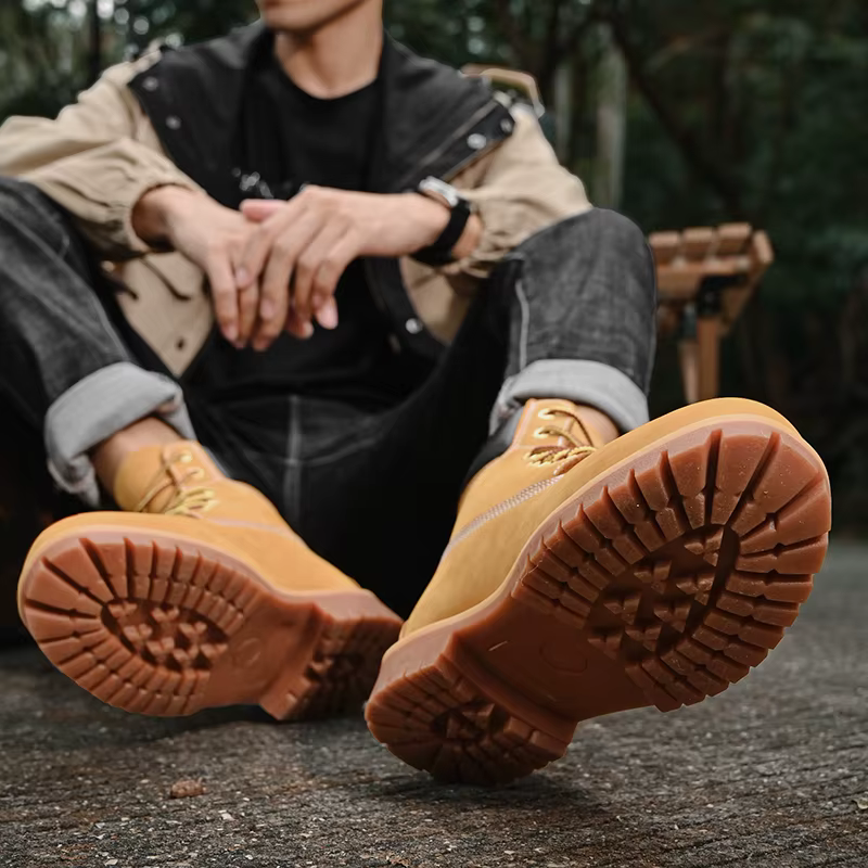 Bottes hautes chaussures de randonnée hommes chaussures de plein air antidérapantes hommes à lacets 