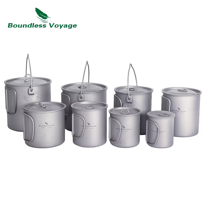 Boundless Voyage Camping Titanium Cup Mug, Outdoor Tourist Picnic Cooking Face Pot, Britware, Randon