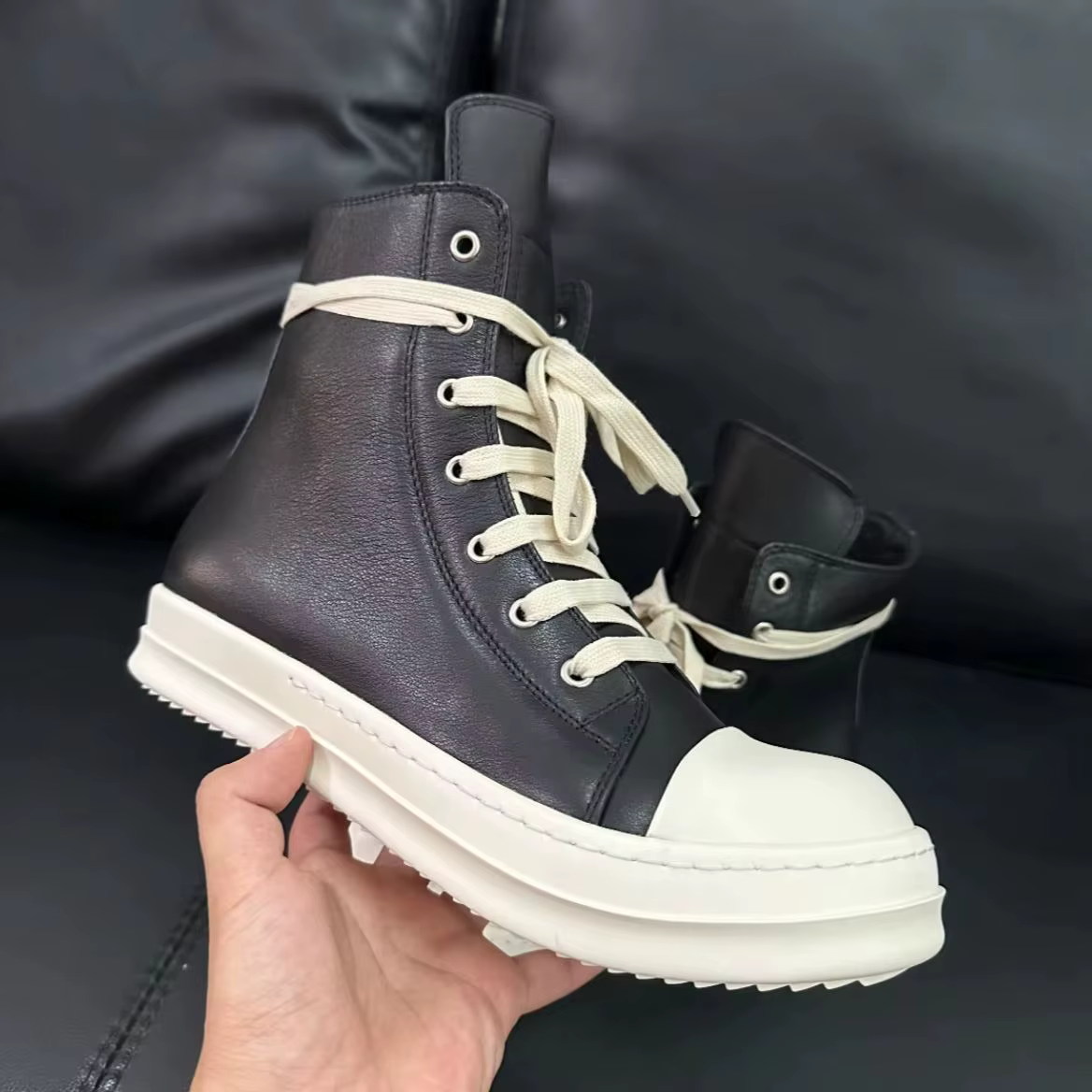 R-o génieux cuir noir haut chaussure de luxe qualité hommes bottes fermeture éclair femmes Sneaker c