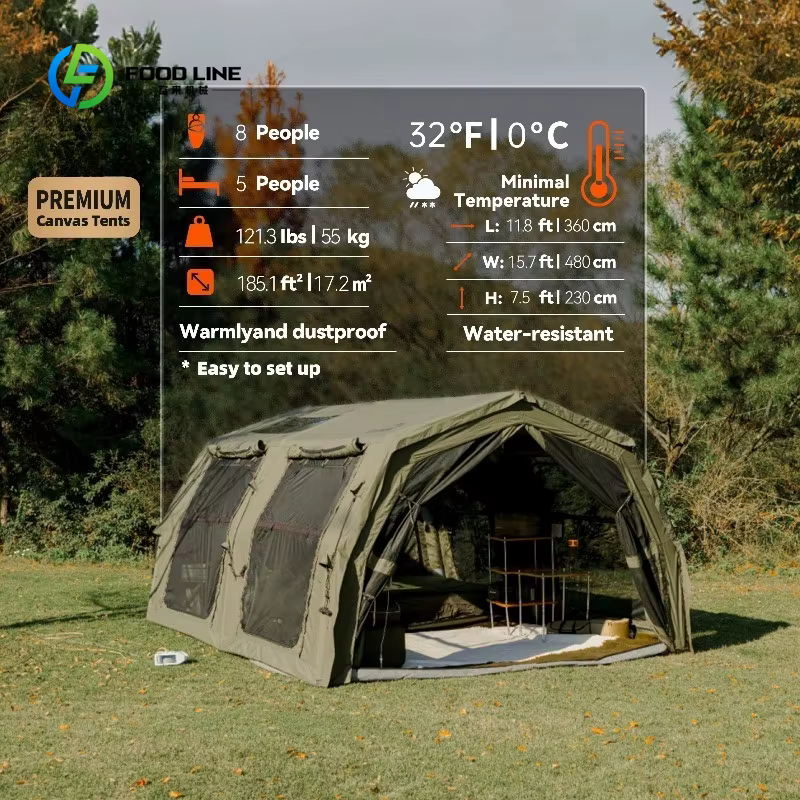 Tente pneumatique personnalisée - Tente pneumatique vert armée, ouverture rapide, grand espace, camp