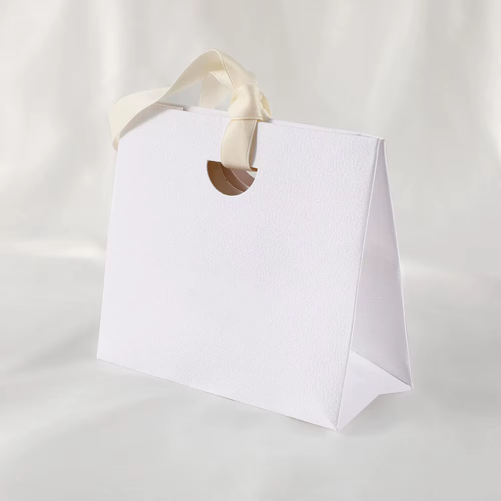 Sac fourre-tout en papier personnalisé avec ruban, sac à provisions pour mariage, vêtements cosmétiq