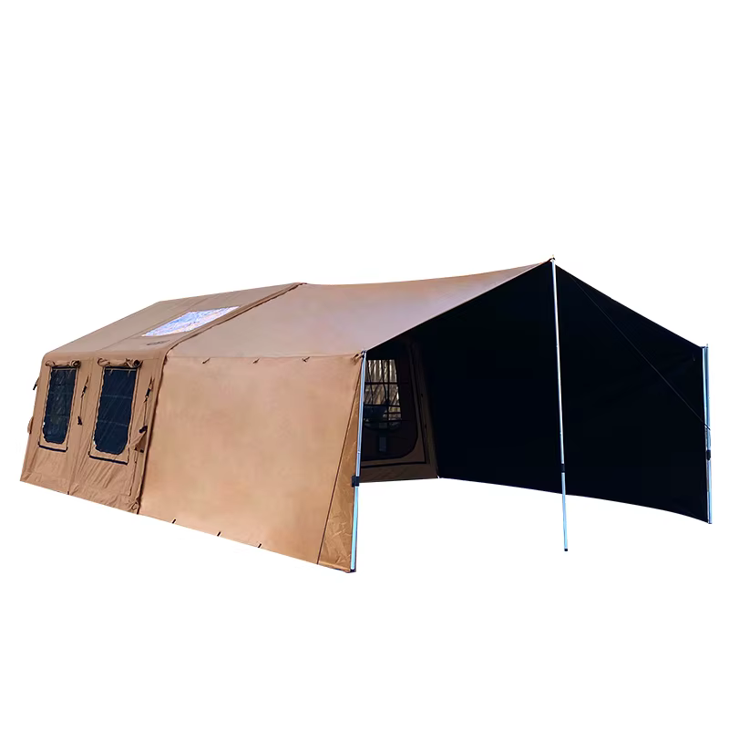 Tente de camping gonflable 6/8 personnes, grande, simple couche, en coton, portable, installation ra