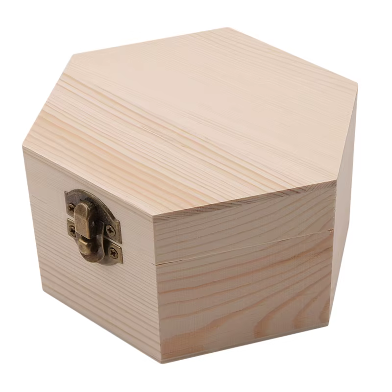Boîte-cadeau à la mode Simple et Portable, boîte à bijoux en bois en forme d'hexagone, support de ma