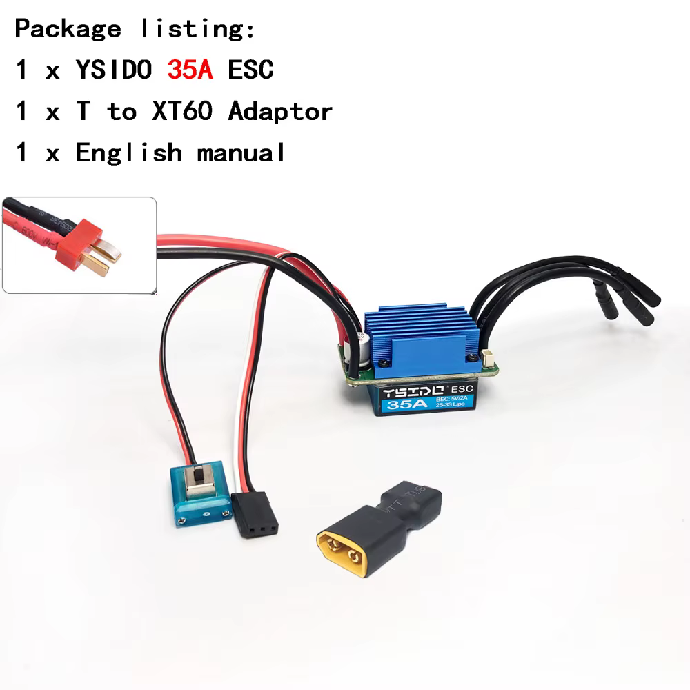 YSIDO LERRUN-Contrôleur de vitesse étanche ESC pour voiture RC, moteur sans balais, 35A, 45A, 60A, 8