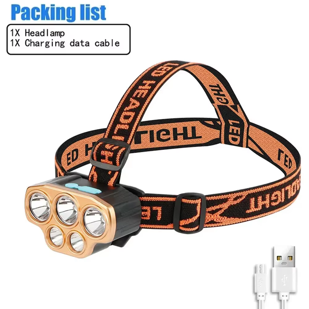 8LED puissante lampe de poche Rechargeable pour la pêche phare LED Camping phares chasse torche rand