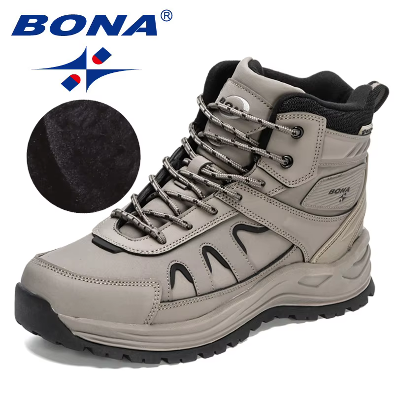 BONA-Chaussures de Randonnée Montantes Antidérapantes pour Homme, Bottes d'Hiver en Peluche, Nouvell