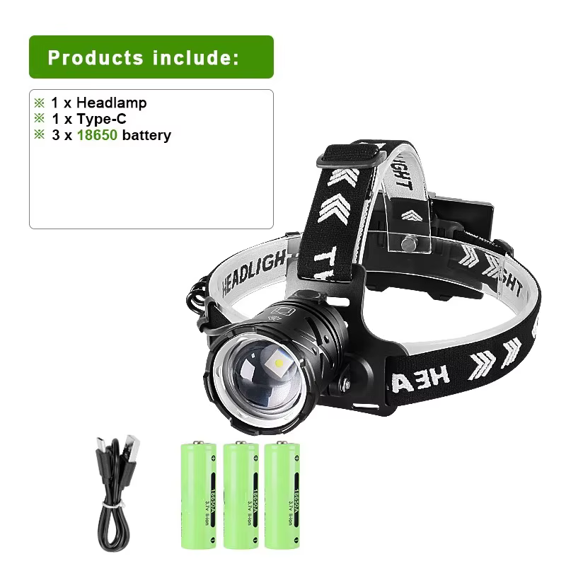 Lampe de poche LED aste de type C pour la pêche, lampe de sauna ultra injuste, lanterne frontale, 90