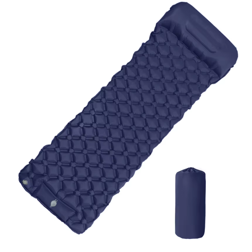 Matelas gonflable de camping extérieur avec oreillers, tapis de couchage ultraléger avec pompe de go