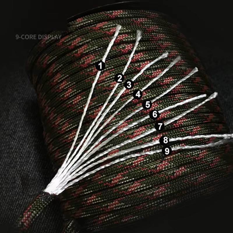 Corde paracorde à 9 cœurs, Standard militaire 100/50M 550, 4mm, cordon de Parachute extérieur, parap