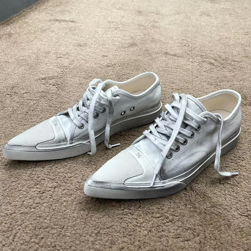Chaussures pour femmes, chaussures en toile blanches à la mode, faites à la main, chaussures unisexe