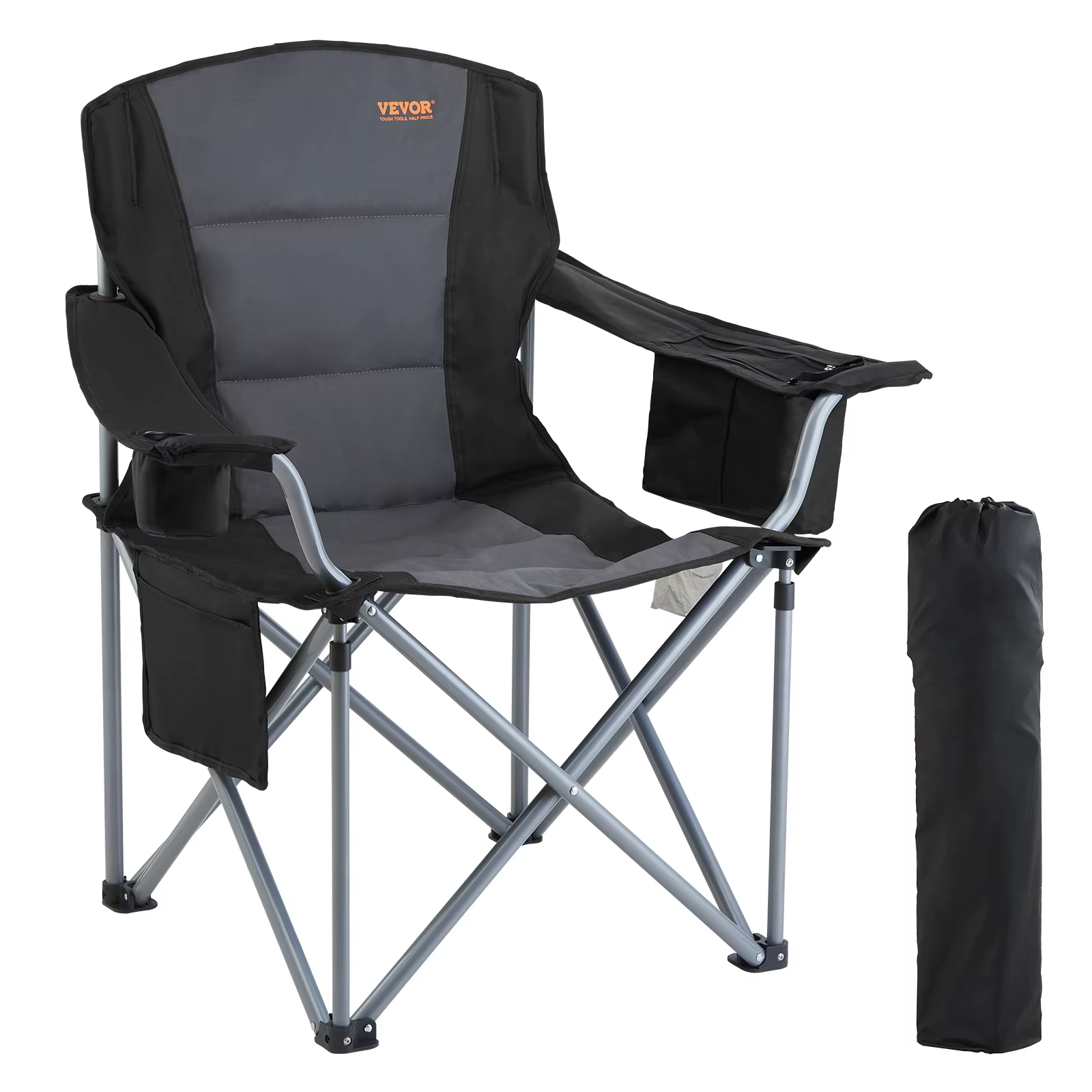 SucceBuy Chaise pliante de camping pour adultes, fauteuils portables à dossier lombaire rembourré av