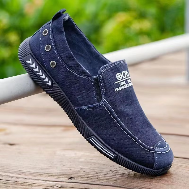Denim hommes toile chaussures sans lacet baskets mâle pour l'été nouveau en plein air conduite mocas