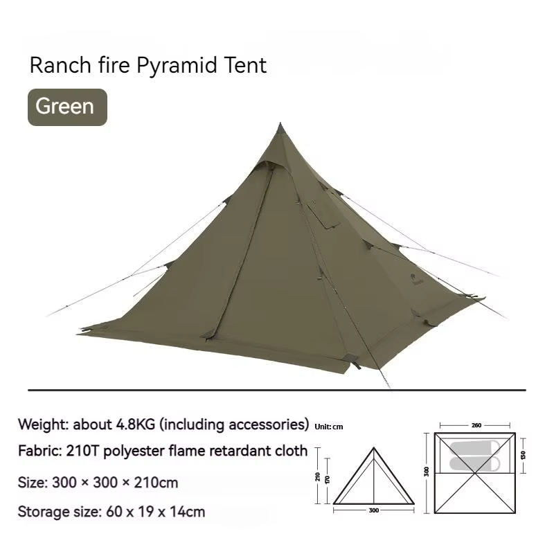 Naturehike – tente pyramide de feu Ranch avec cheminée, tente tipi de 4 saisons pour 2-4 personnes, 