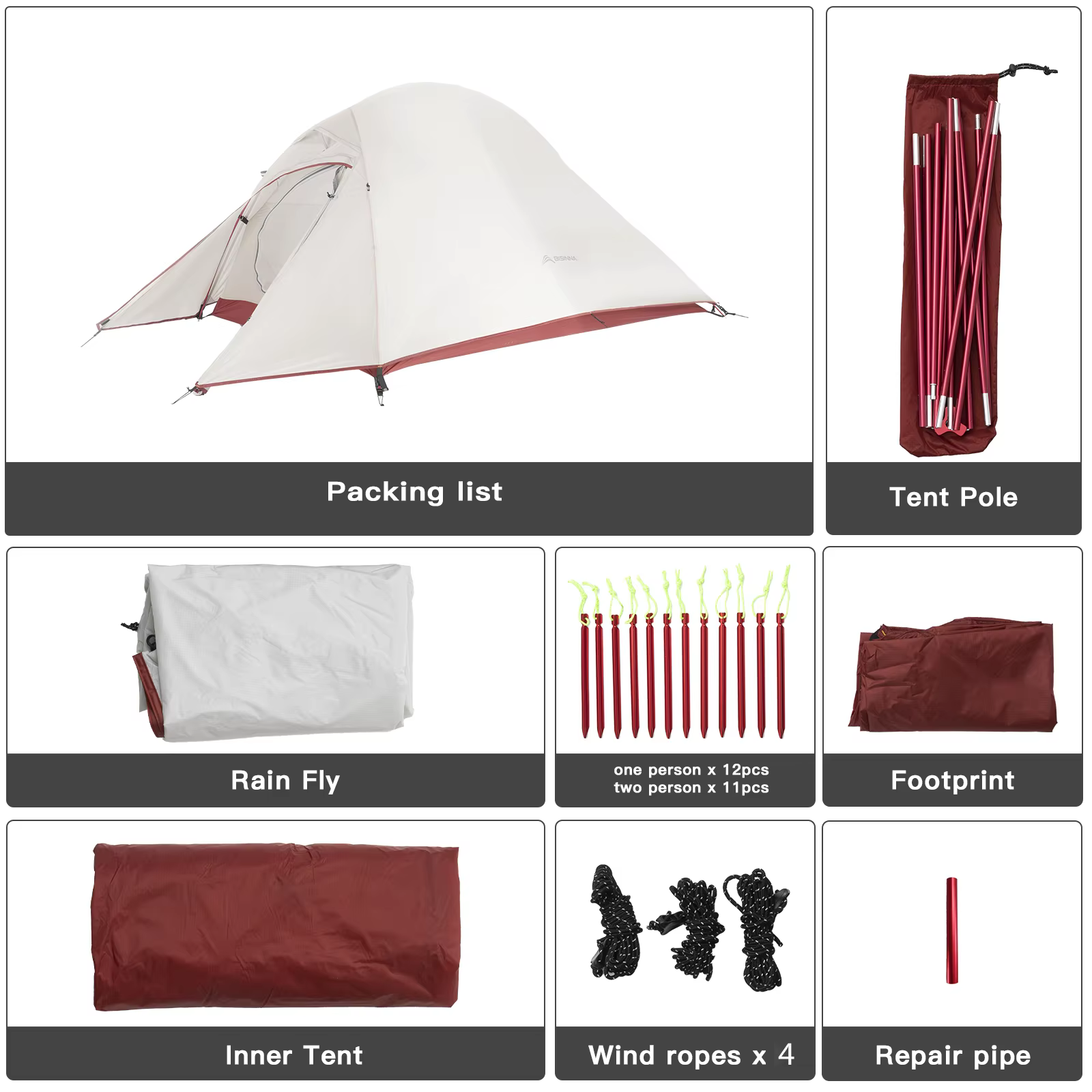 BISINNA Ultra-Léger Camping Tente Sac À Dos Tente 20D Nylon Étanche En Plein Air Randonnée Voyage Te