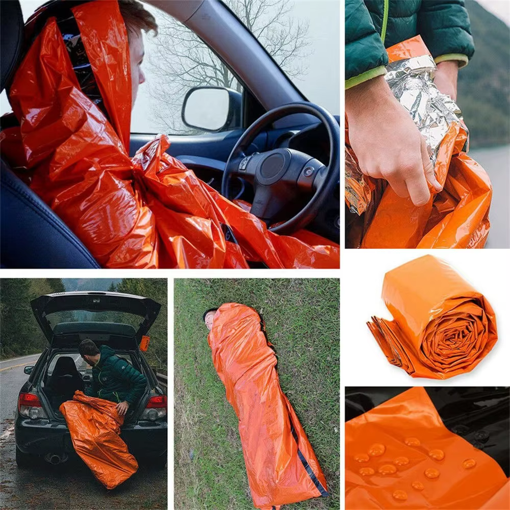 Sac de couchage de survie d'urgence Portable et étanche, équipement de Camping Edc en plein air, sac