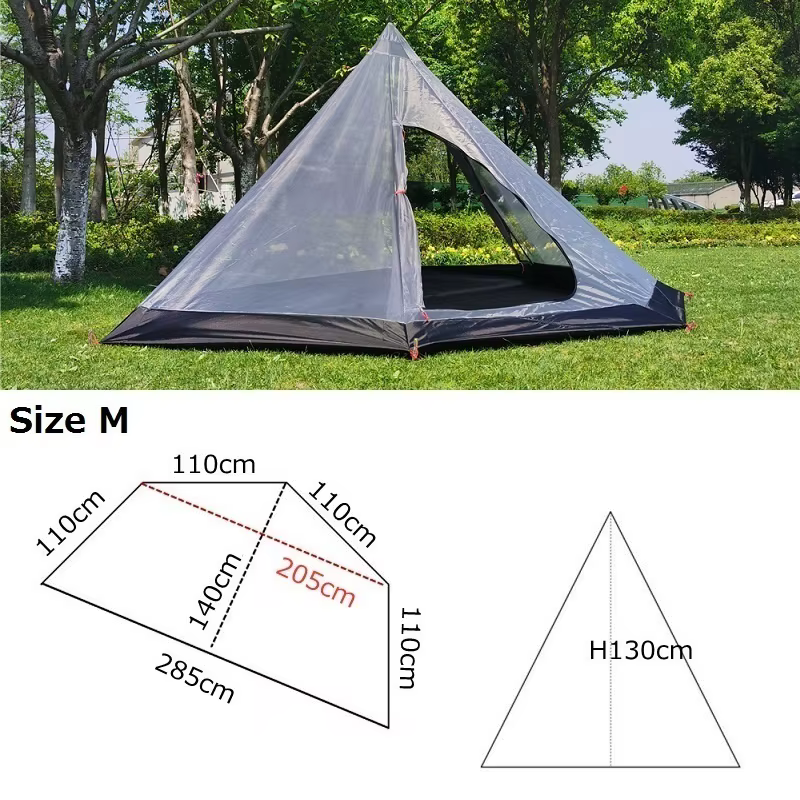 Tente de randonnée ultralégère en maille pour l'extérieur, tente pyramidale, Camping, pentagone, 2 t