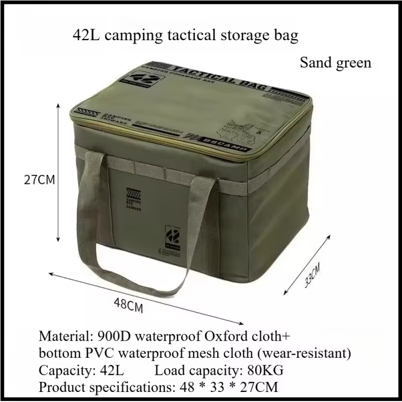Boîte pliante isolée 42L - Sac de rangement tactique pour le camping - Ustensiles de pique-nique imp