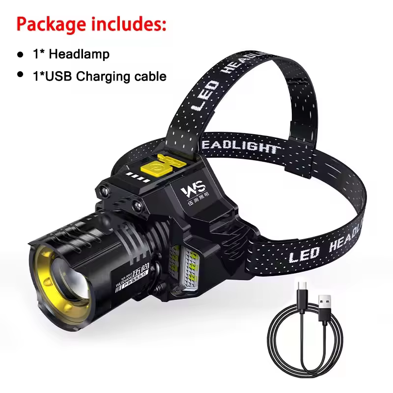 Lampe frontale LED puissante avec détecteur de mouvement, rechargeable 18650, lampe frontale COB hau