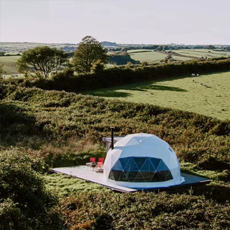 Tentes de camping d'extérieur très vendues, dôme de glamping de 4 m, tentes de luxe en tissu PVC imp