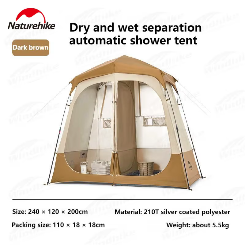 Tente de douche automatique portable Naturehike, conception de séparation humide/sec, vestiaire exté