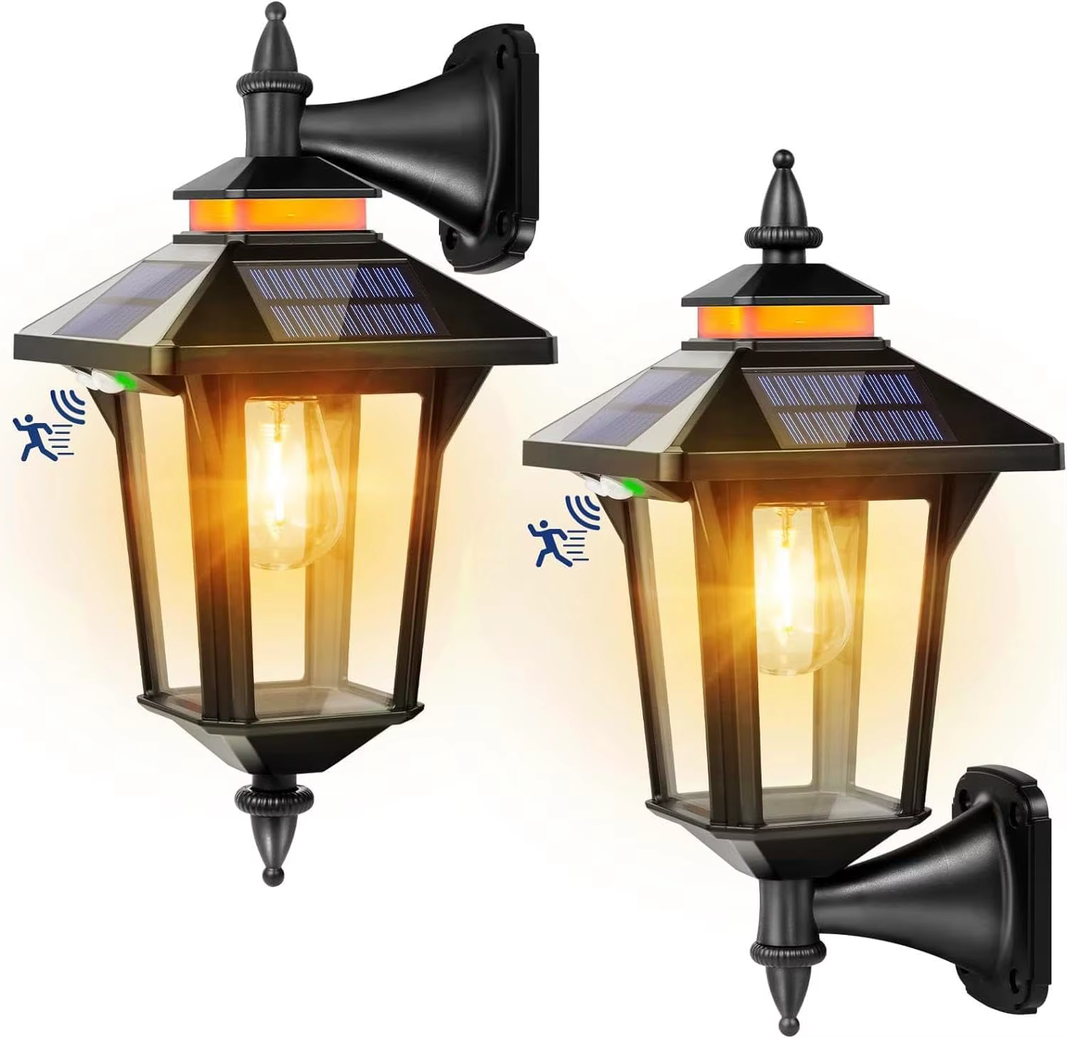Moman Lampes solaires extérieures, 2 lampes solaires vintage avec capteur de mouvement 2200 mAh, 3 m