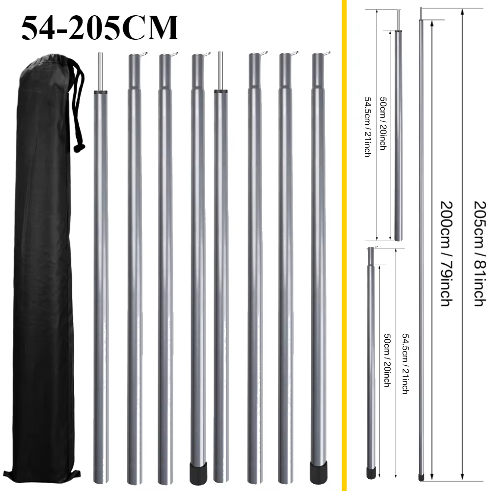 Poteaux de tente, poteaux de Camping pour bâche, auvent, abri, voile solaire, bâche, salle de tête,