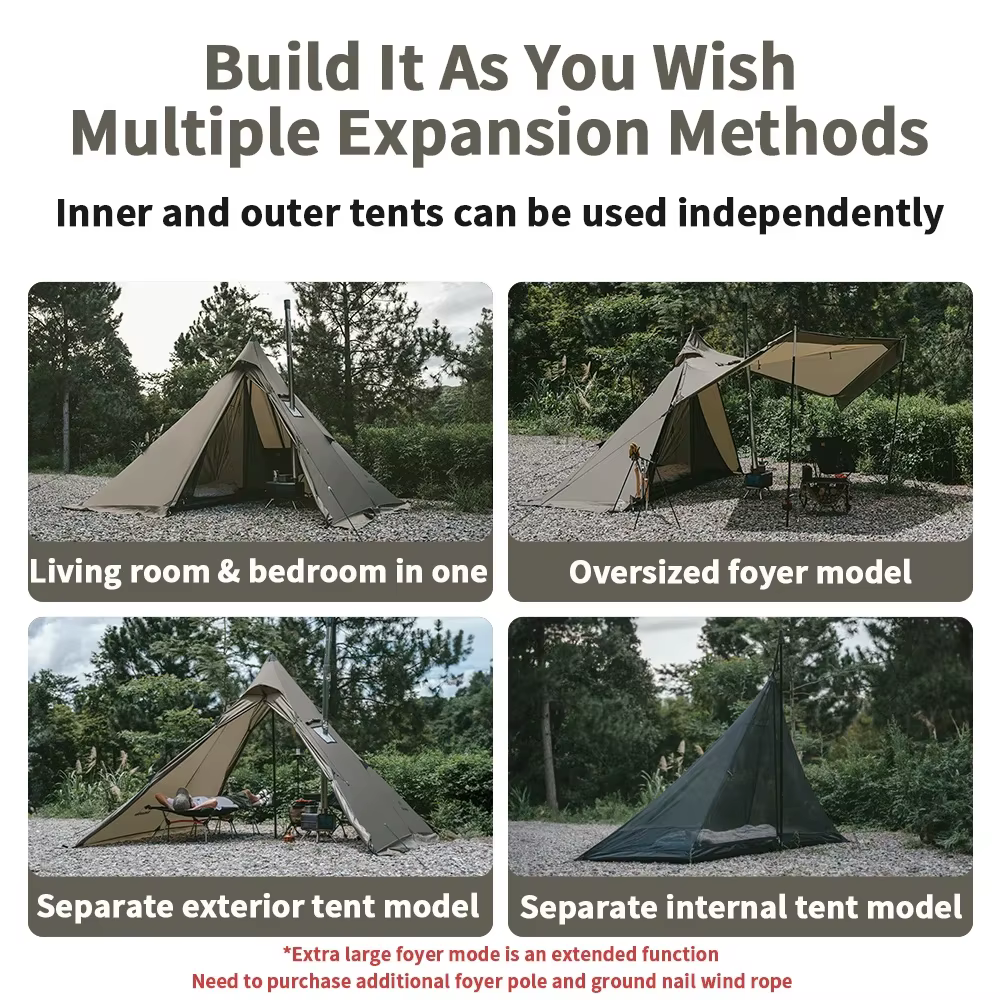 Natureifa-Tente Pyramidale Portable et Étanche pour Camping en Plein Air et Pique-Nique, Tipi de Ran