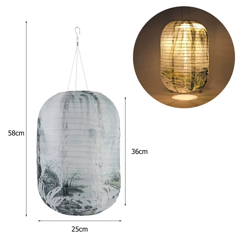 Lanterne solaire LED étanche de 25cm, lampe suspendue de Style chinois et japonais, luminaire décora