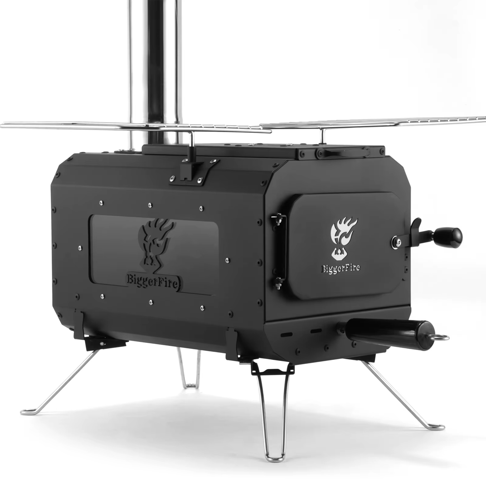 Poêle à bois de Camping en plein air Portable, tente en acier au carbone noir, poêle à bois pour la