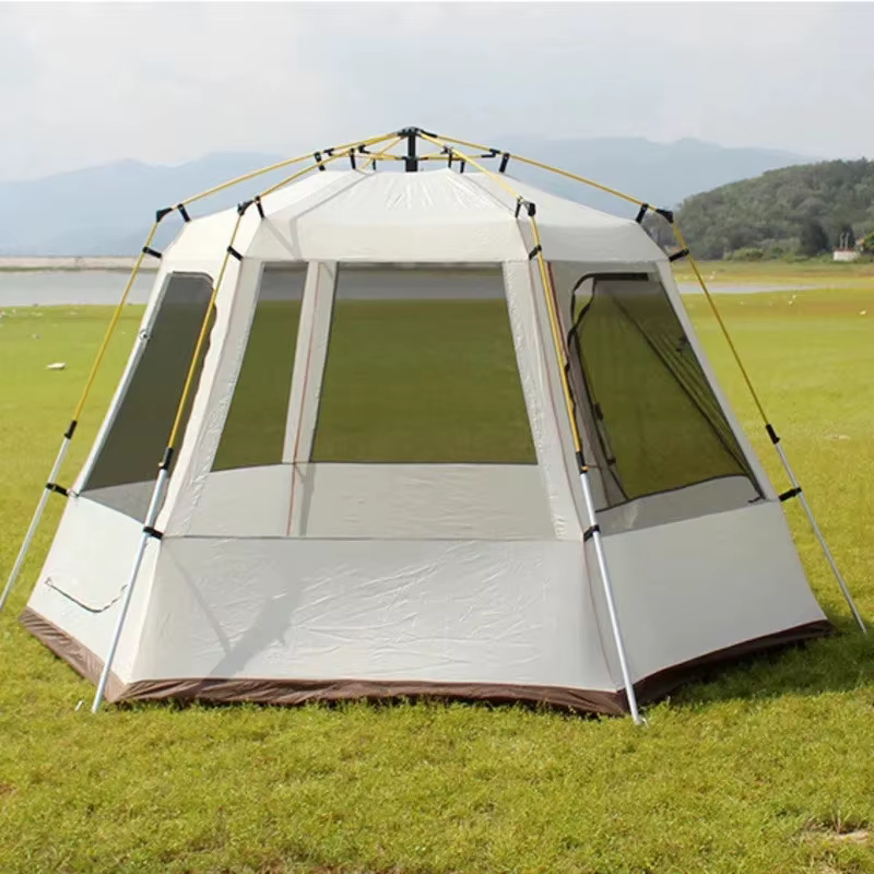 Nouvelle tente de Camping automatique améliorée, grande tente hexagonale Anti-UV étanche pour l'exté