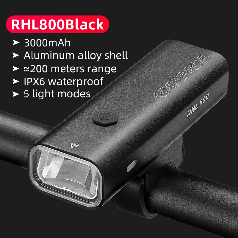 ROCKBROS – feu avant de vélo ultraléger, 800lm, charge de Type C