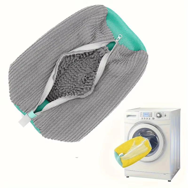 Sac de lavage pour chaussures en maille durable avec fermeture éclair, doublure intérieure douce pro