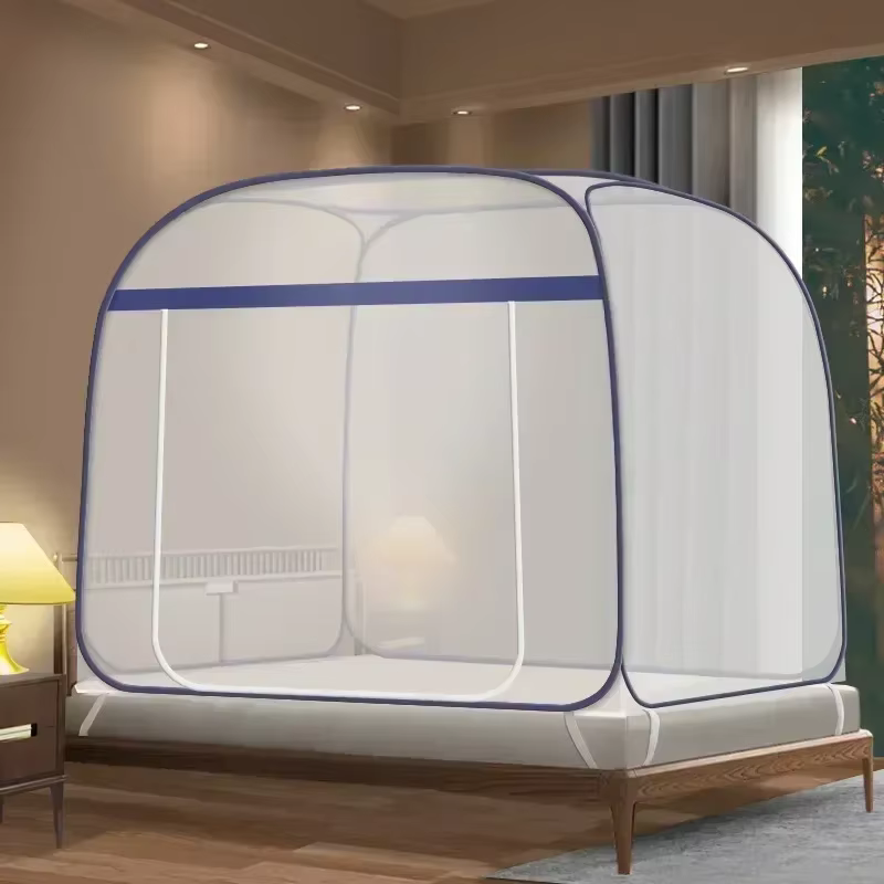 Moustiquaire mongole YSigned, tente en fil d'acier carré, fermeture éclair pliable, porte simple, in