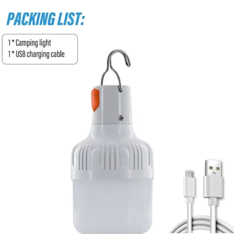 1PC extérieur USB lampe à LED ampoules 60W lumière de secours crochet Camping pêche Portable lantern