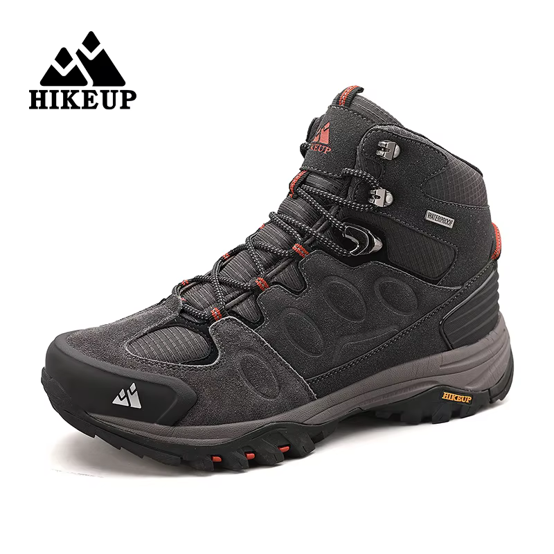 HIKEUP-Bottes de randonnée en daim pour hommes, chaussures de plein air à lacets, bottes de sport ch