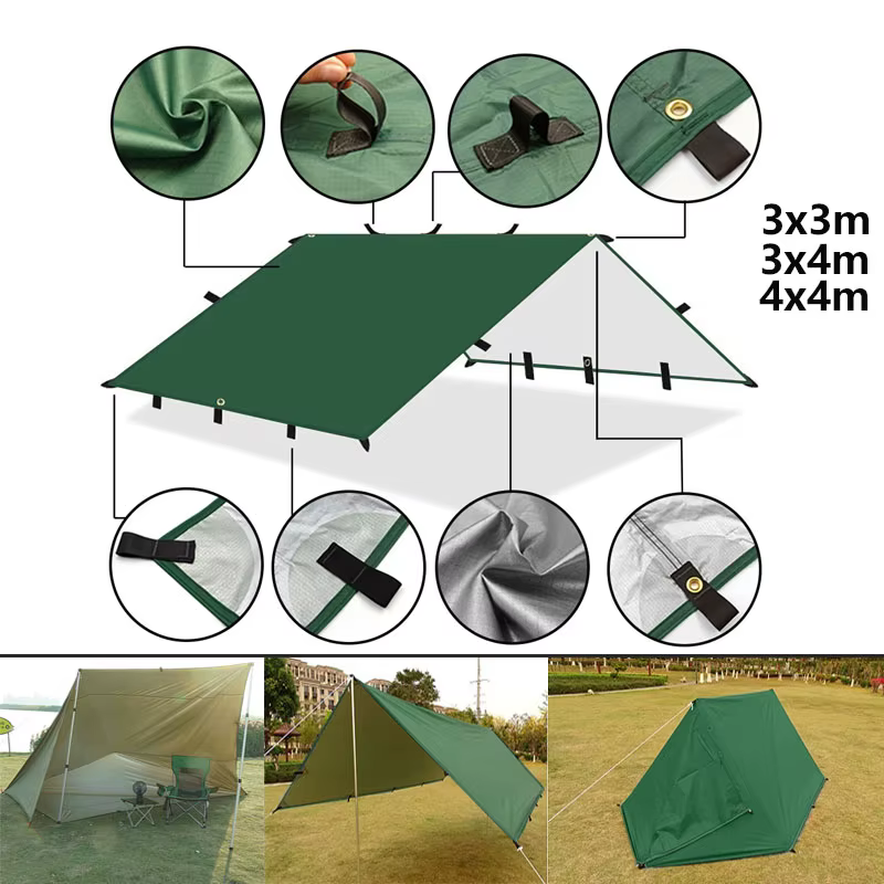 Tente de survie imperméable à 19 points de suspension, bâche, abri solaire, pare-soleil, auvent de c
