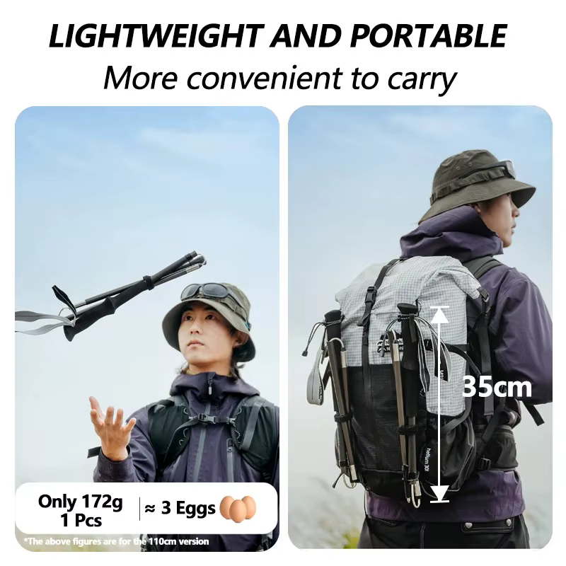 Naturehike – canne de randonnée pliante en aluminium et Fiber de carbone, ultralégère, 1 pièce, pour