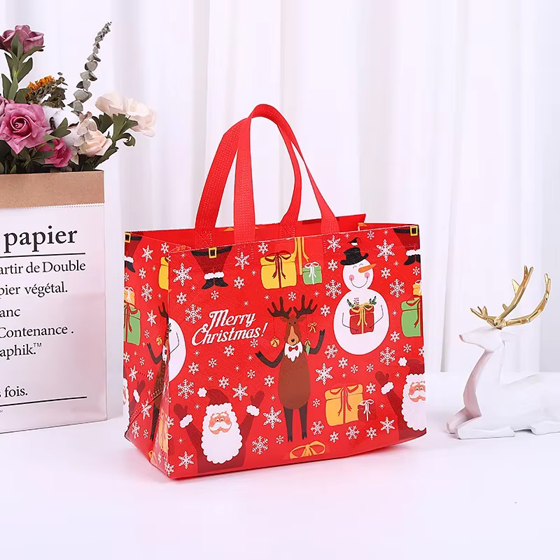 Sac cadeau de noël, fourre-tout Design flocon de neige, sac d'emballage en tissu épais, imperméable,