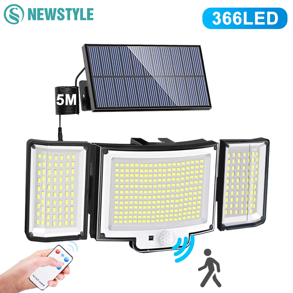 Nouveau 366LED lumières extérieures solaires lumière de sécurité à énergie solaire capteur de mouvem