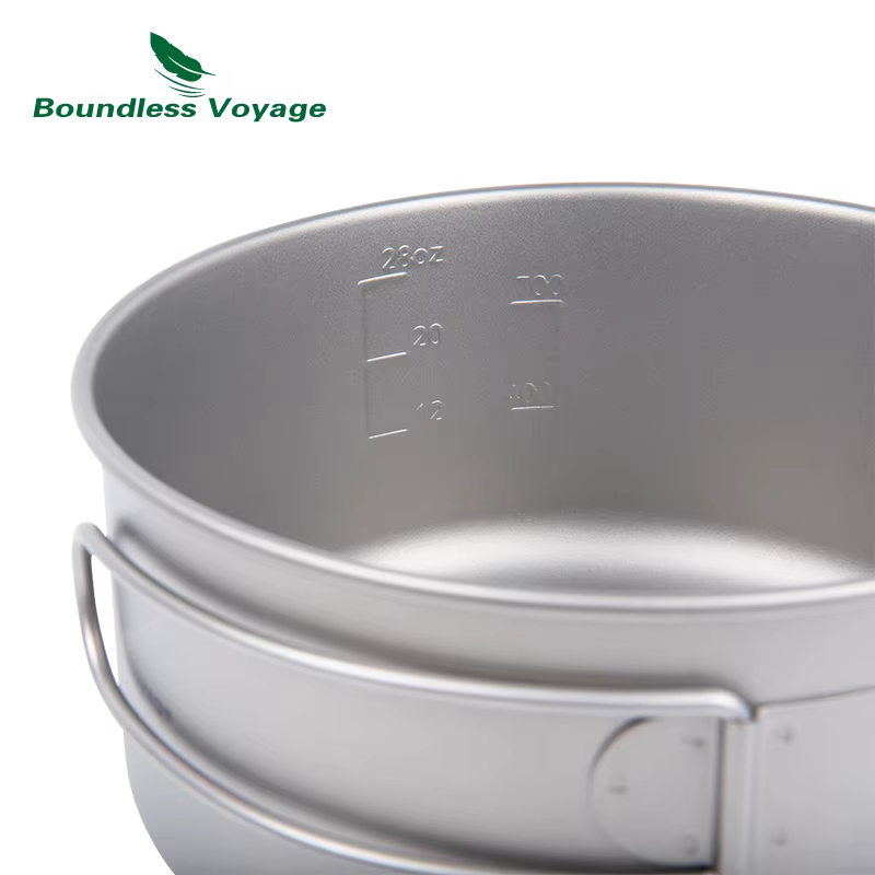 Boundless Voyage-Ensemble de casseroles en titane avec plaque pliante, bol ultraléger, camping, rand